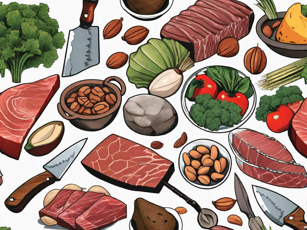 Various types of food typically found in the paleo diet